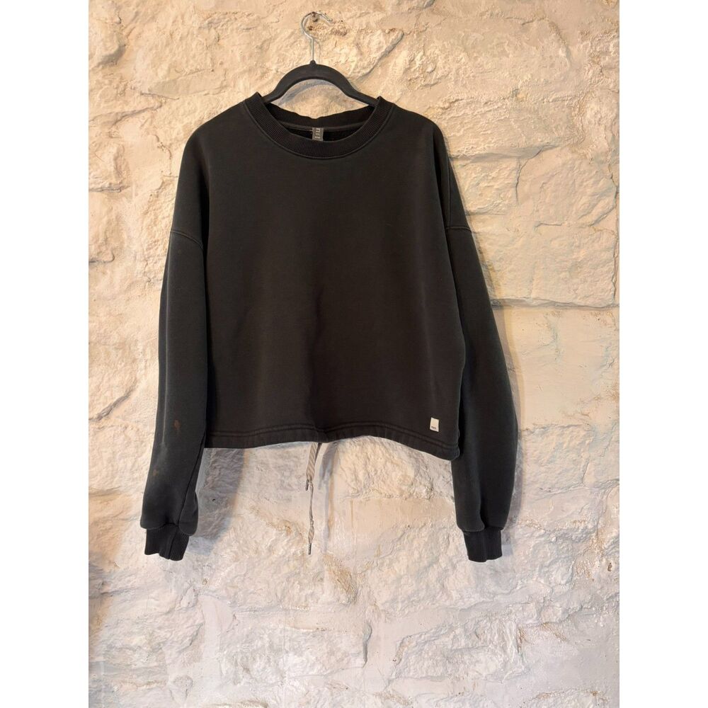Vuori Recovery Crew Sweatshirt Women’s Small Black Cropped Drawstring Pullover